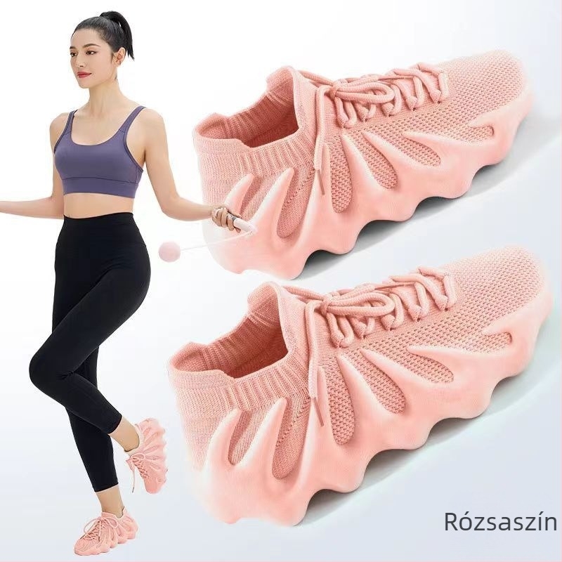 Női edzőcipő – beltéri fitnesz, légáteresztő hálós felsőrész, EVA talpbetét, injektált talp, magas felsőrész 3–7 cm