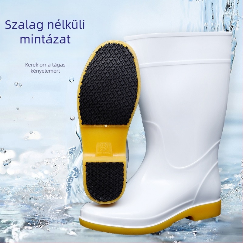 Élelmiszeripari higiénikus csizma – PVC felsőrész, gumírozott talp, magas szár, csúszásmentes talp, EVA talp