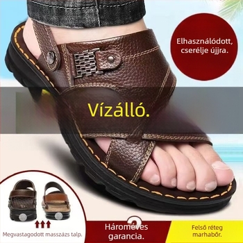 Férfi PVC szandál szabadidőre, légáteresztő, vízálló, csúszásmentes, nyitott lábujjjal, csattal záródó