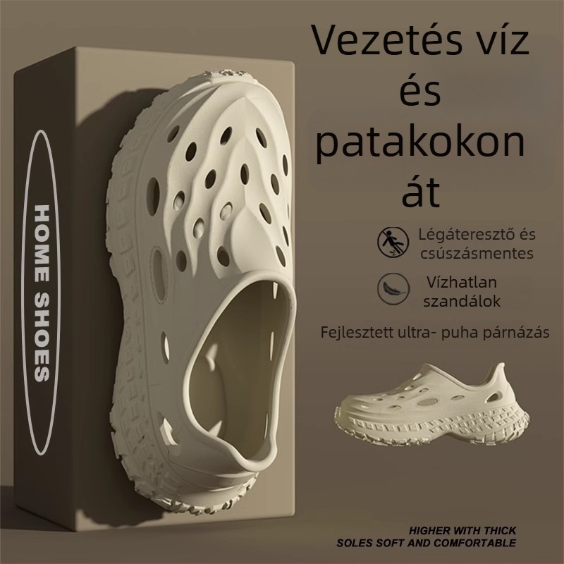 Férfi EVA szandál nyárra, csúszásmentes talp, EVA felső és talp, kerek orr, injektált talp
