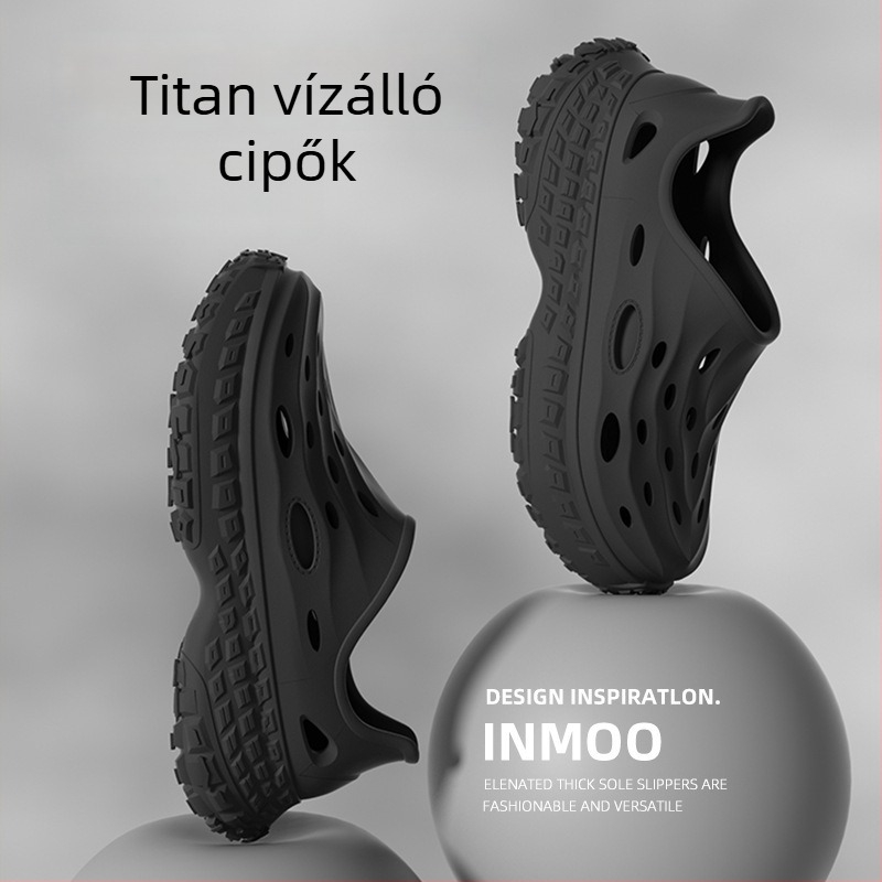 Férfi EVA szandál nyárra, csúszásmentes talp, EVA felső és talp, kerek orr, injektált talp