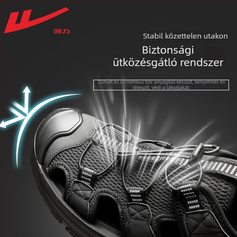Férfi szandálok, nyitott orrú, felső rész szintetikus bőrből, PU talp, kerek orr, elasztikus zárás
