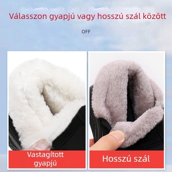 Téli pamutcipő textilekből, uniszex, alacsony felső rész, elasztikus pánt, mű plüss bélés, kerek orrú