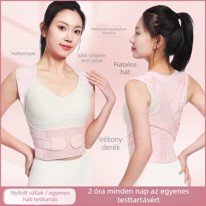 Testtartásjavító felnőtteknek és tiniknek, uniszex hátsó korrekciós merevítő, láthatatlan kialakítás, Melody márka, modell New h model, MA tanúsítvány, légáteresztő, tartást támogató, elasztikus kompresszió, hátra