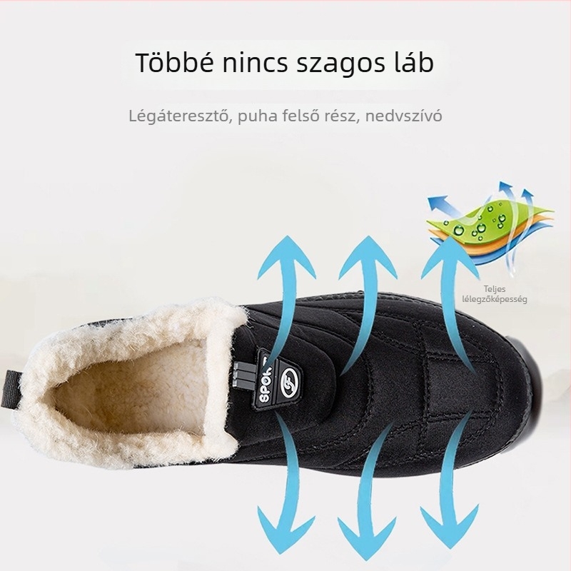 Férfi téli pamut papucs fleece béléssel, vastag PVC talppal, kerek orr, mindennapi stílus — Tongyunda