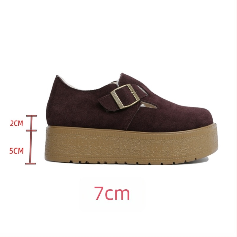 Platform cipő vastag talppal, felső rész marha suede/velúr, kerek orr, 6–8 cm-es sarok
