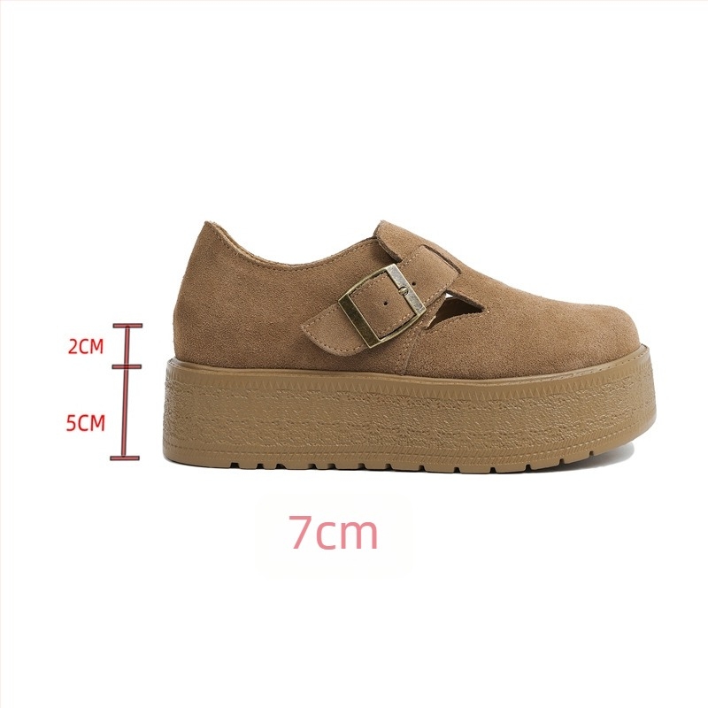 Platform cipő vastag talppal, felső rész marha suede/velúr, kerek orr, 6–8 cm-es sarok