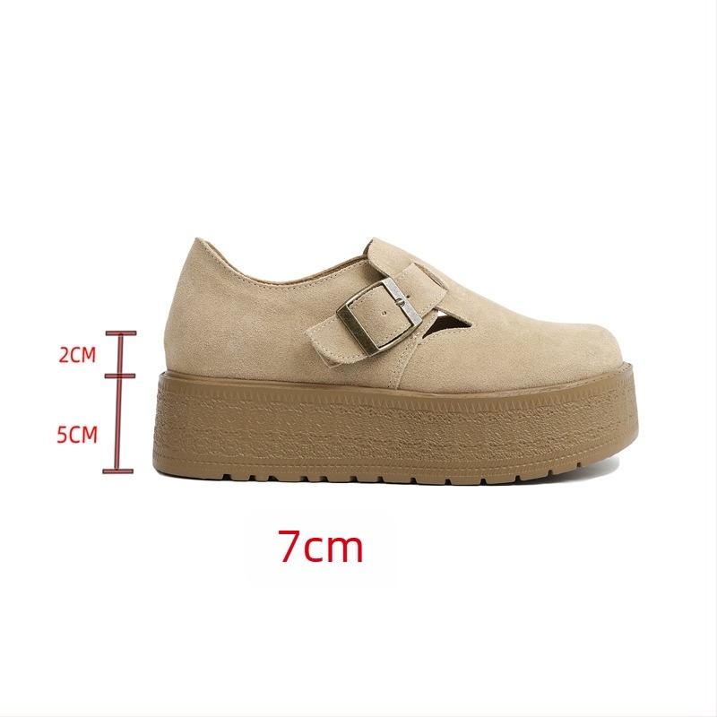 Platform cipő vastag talppal, felső rész marha suede/velúr, kerek orr, 6–8 cm-es sarok