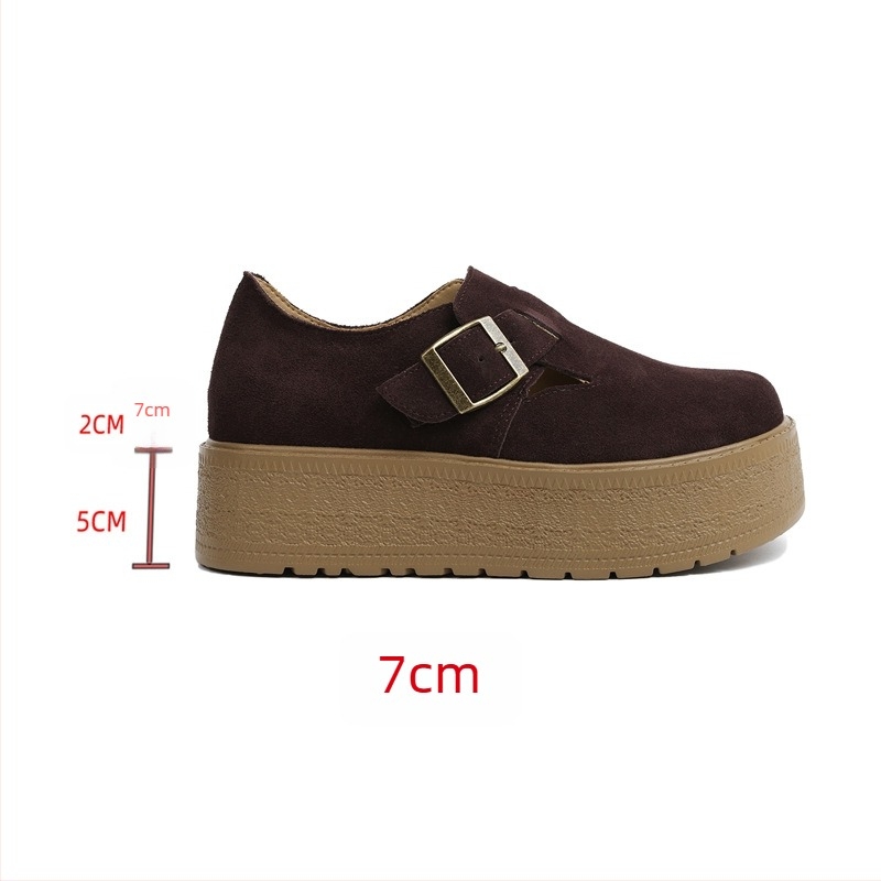 Platform cipő vastag talppal, felső rész marha suede/velúr, kerek orr, 6–8 cm-es sarok