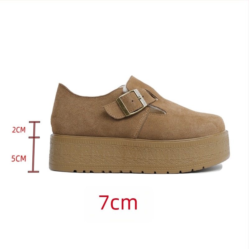 Platform cipő vastag talppal, felső rész marha suede/velúr, kerek orr, 6–8 cm-es sarok