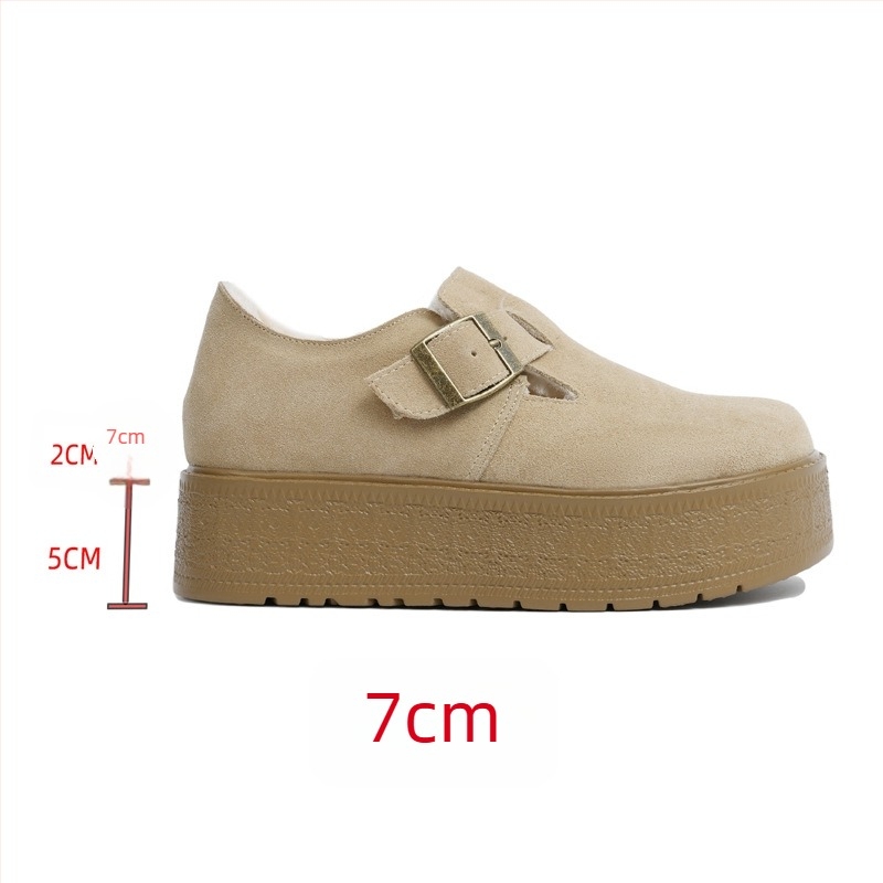 Platform cipő vastag talppal, felső rész marha suede/velúr, kerek orr, 6–8 cm-es sarok