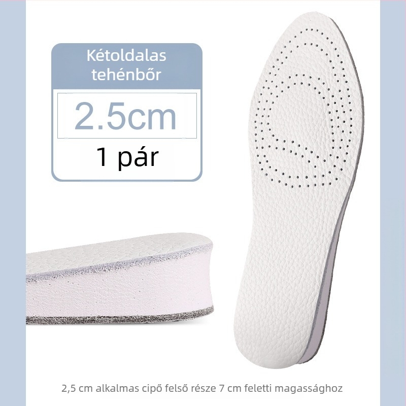 Bőr belső talp cipőkhöz – teljes talp, megnövelt magasság, teljes belső talp, uniszex, Modell 004