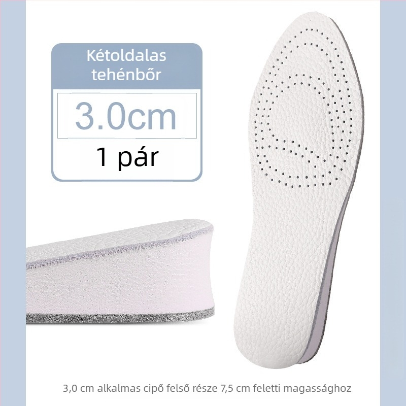 Bőr belső talp cipőkhöz – teljes talp, megnövelt magasság, teljes belső talp, uniszex, Modell 004