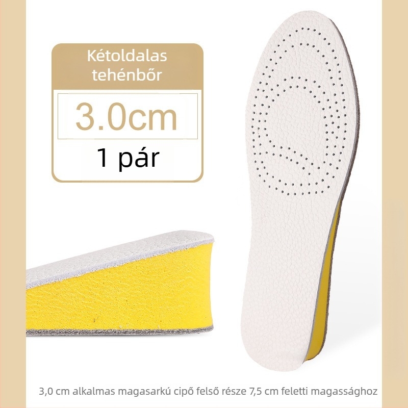 Bőr belső talp cipőkhöz – teljes talp, megnövelt magasság, teljes belső talp, uniszex, Modell 004