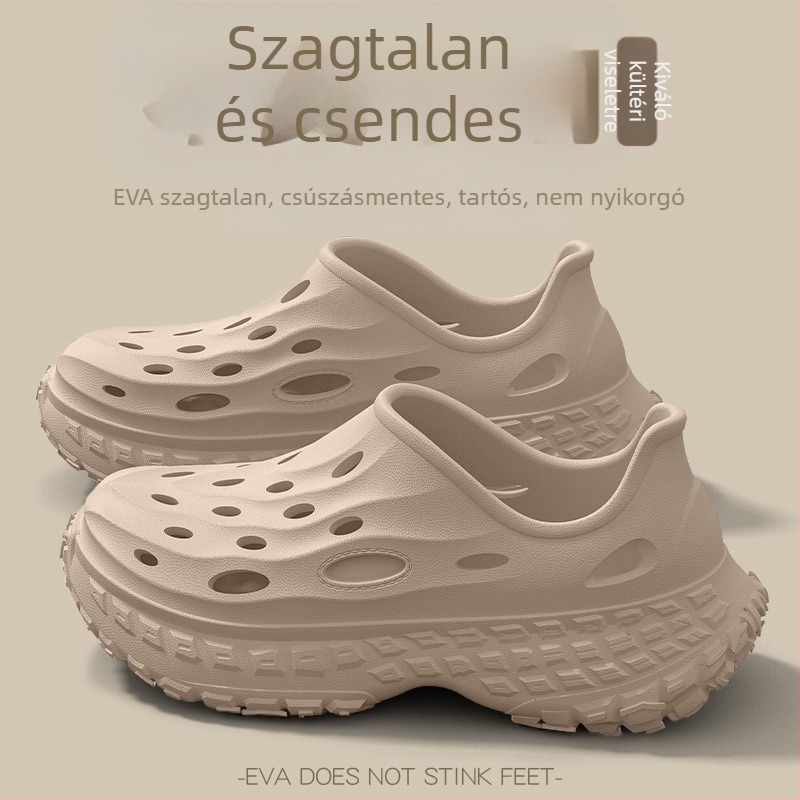 Férfiak EVA Crocs-stílusú szandálok, vastag 5 cm talppal, EVA felsőrész, egy darabból öntött, csúszásmentes és szagtalan, nyár 2025