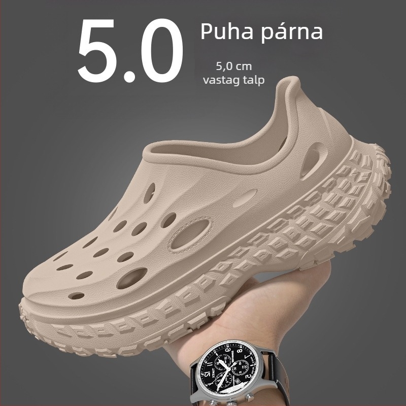 Férfiak EVA Crocs-stílusú szandálok, vastag 5 cm talppal, EVA felsőrész, egy darabból öntött, csúszásmentes és szagtalan, nyár 2025