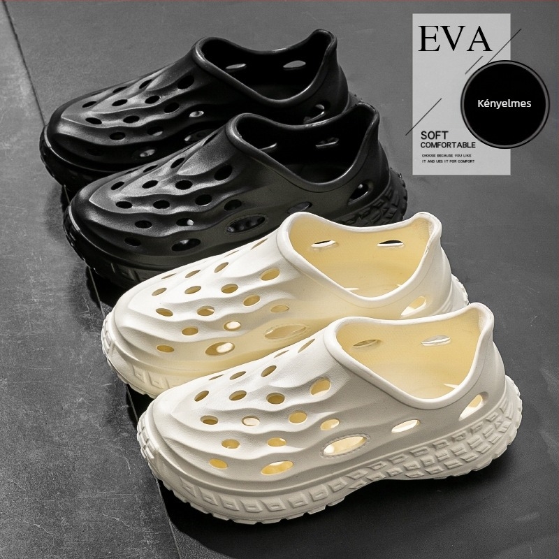 Férfiak EVA Crocs-stílusú szandálok, vastag 5 cm talppal, EVA felsőrész, egy darabból öntött, csúszásmentes és szagtalan, nyár 2025