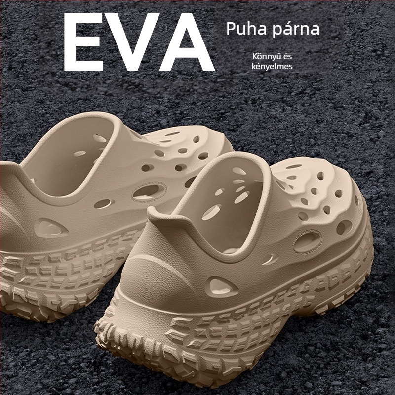 Férfiak EVA Crocs-stílusú szandálok, vastag 5 cm talppal, EVA felsőrész, egy darabból öntött, csúszásmentes és szagtalan, nyár 2025