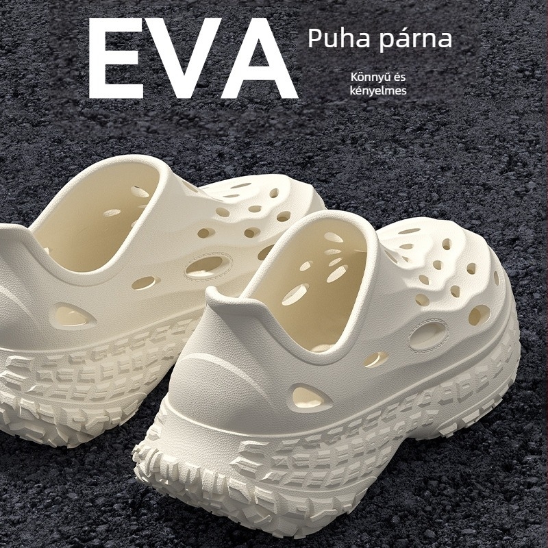 Férfiak EVA Crocs-stílusú szandálok, vastag 5 cm talppal, EVA felsőrész, egy darabból öntött, csúszásmentes és szagtalan, nyár 2025
