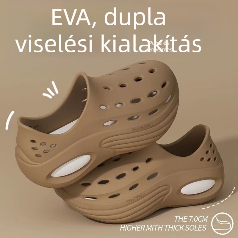 Férfi EVA szandál vastag talppal, kerek orr, légáteresztő, csúszásmentes, 5 cm-es sarokkal, nyári szabadidőcipő
