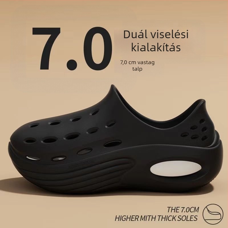 Férfi EVA szandál vastag talppal, kerek orr, légáteresztő, csúszásmentes, 5 cm-es sarokkal, nyári szabadidőcipő