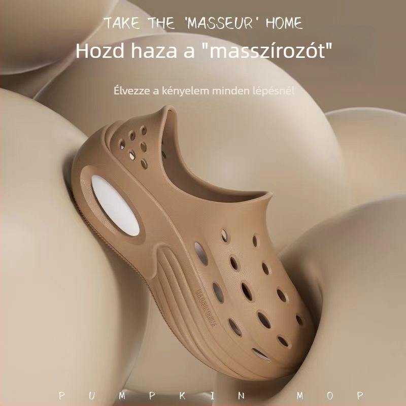 Férfi EVA szandál vastag talppal, kerek orr, légáteresztő, csúszásmentes, 5 cm-es sarokkal, nyári szabadidőcipő