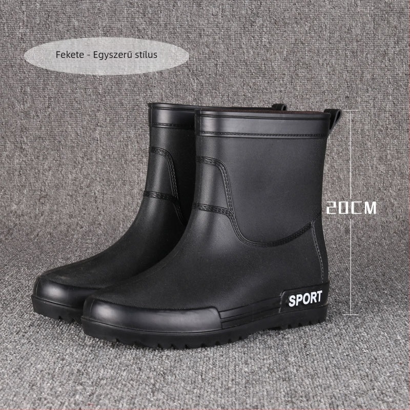 Férfi esőcsizmák PVC felsőrésszel, EVA talpbetéttel, hálós bélés, középmagas szár, csúszásmentes talp