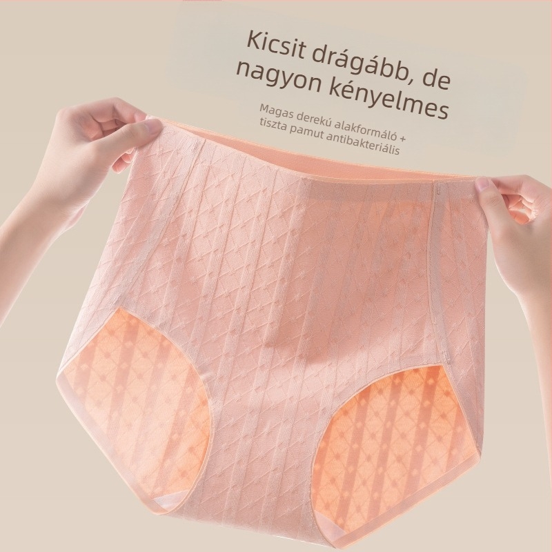Női magas derekú pamut alsónemű, hasformázó, légáteresztő, antibakteriális