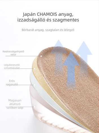 Láthatatlan magasságot növelő talpbetét – félbetét, szilikon bársony anyagból, uniszex, sportcipőkhöz, bőrös lábbelikhez, csizmákhoz és hétköznapi lábbelikhez