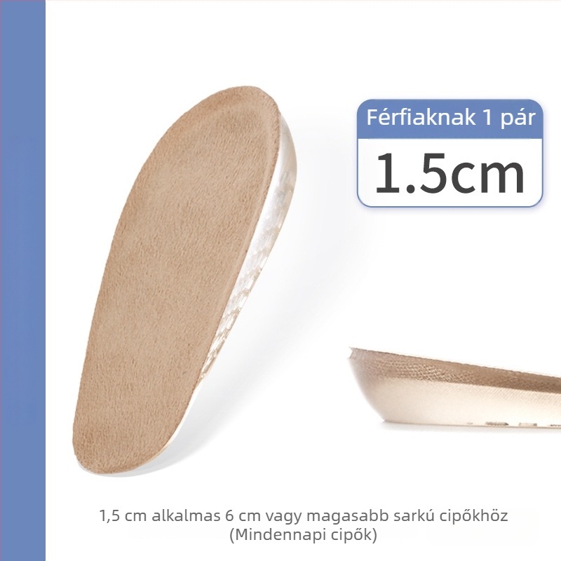 Láthatatlan magasságot növelő talpbetét – félbetét, szilikon bársony anyagból, uniszex, sportcipőkhöz, bőrös lábbelikhez, csizmákhoz és hétköznapi lábbelikhez