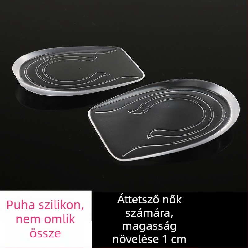 Láthatatlan magasságot növelő talpbetét – félbetét, szilikon bársony anyagból, uniszex, sportcipőkhöz, bőrös lábbelikhez, csizmákhoz és hétköznapi lábbelikhez
