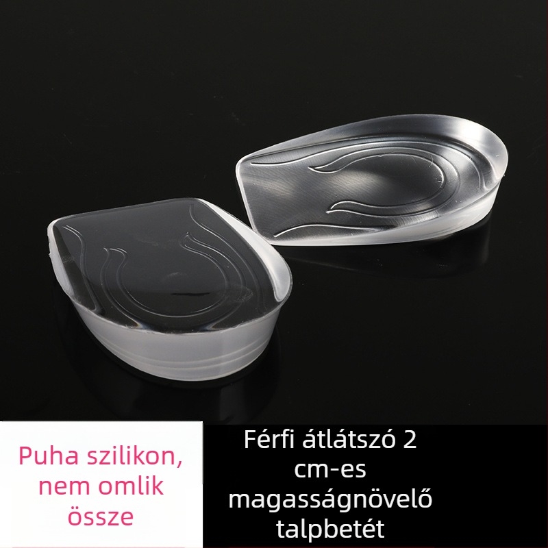 Láthatatlan magasságot növelő talpbetét – félbetét, szilikon bársony anyagból, uniszex, sportcipőkhöz, bőrös lábbelikhez, csizmákhoz és hétköznapi lábbelikhez