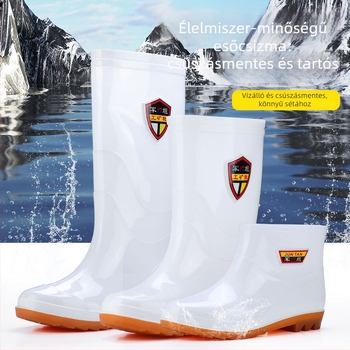Felnőtt esőcsizmák - olaj- és sav-bázis-ellenállóak, csúszásmentesek, magas cső PVC-ből, gumitalppal, belső műszőrszövet