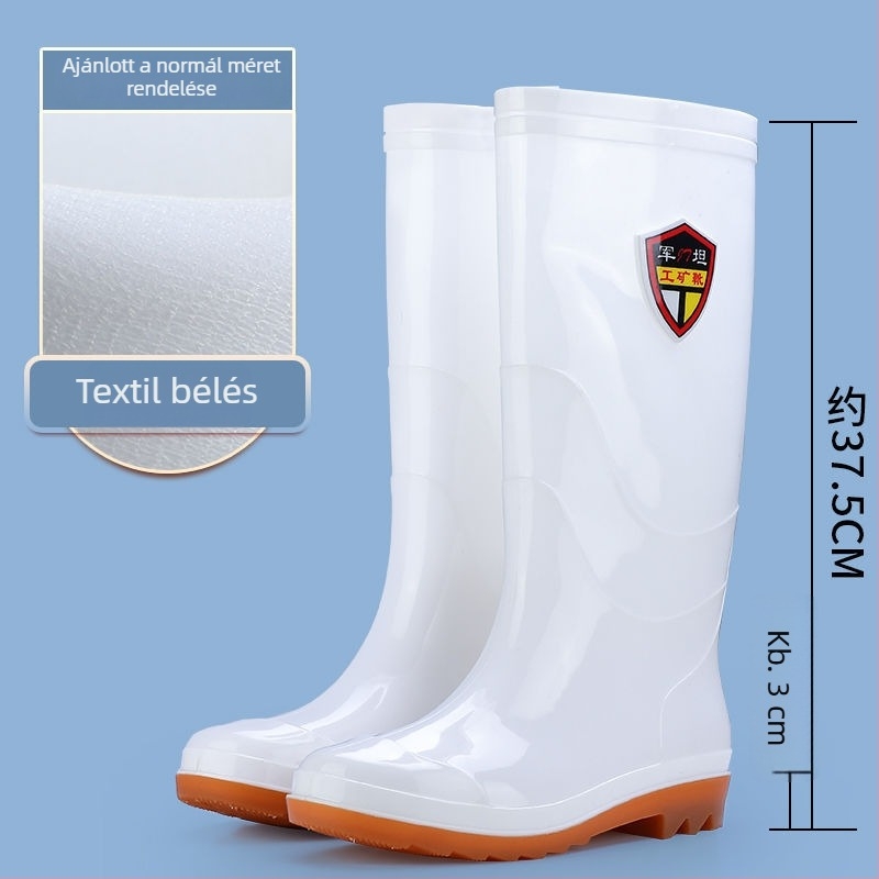 Felnőtt esőcsizmák - olaj- és sav-bázis-ellenállóak, csúszásmentesek, magas cső PVC-ből, gumitalppal, belső műszőrszövet
