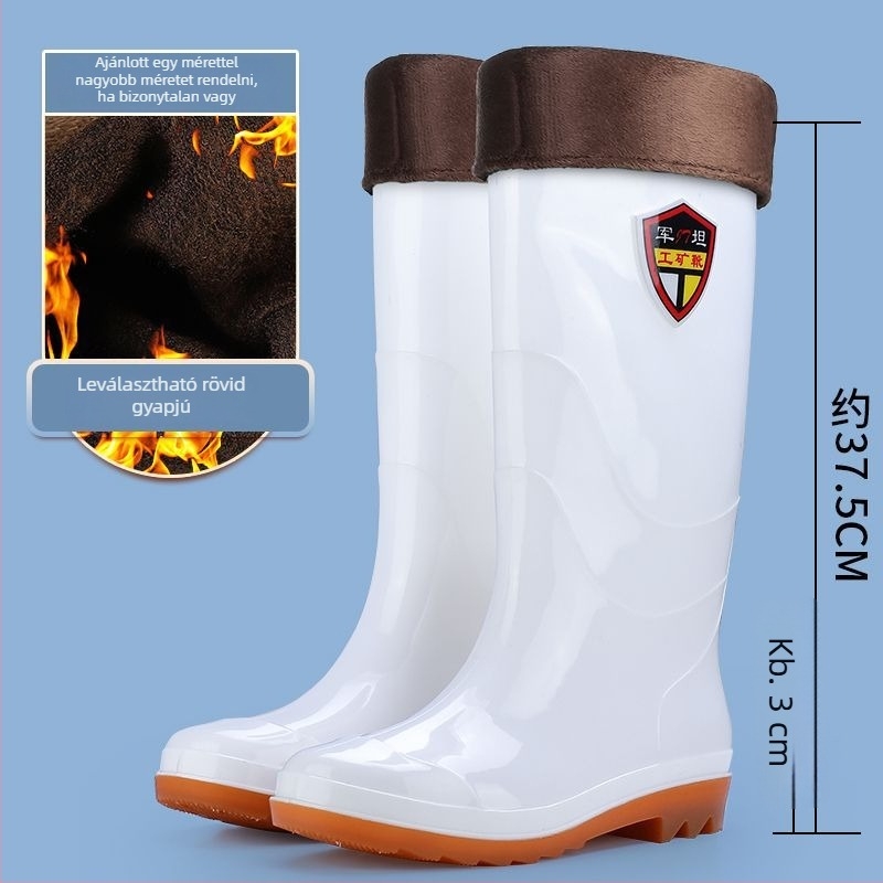 Felnőtt esőcsizmák - olaj- és sav-bázis-ellenállóak, csúszásmentesek, magas cső PVC-ből, gumitalppal, belső műszőrszövet
