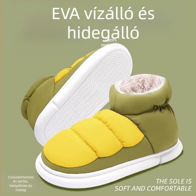 Férfi téli pamut papucs vastagított szigeteléssel és PVC talppal