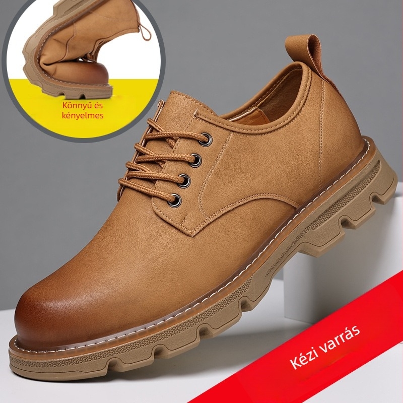 Uniszex bőr cipő retró stílusban; felső része két rétegű marhabőrből készült; EVA talpbetét; lélegző; vízálló; alacsony sarok 1–3 cm