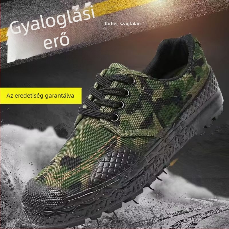 Uniszex munkacipő – légáteresztő, csúszásmentes, ütéscsillapító, vászon felsőrész, öntött talp