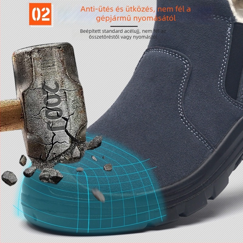 Téli védő bakancs acélorrúval, nubuk felsőrész, középmagas, átlyukasztás elleni és ütés elleni védelem