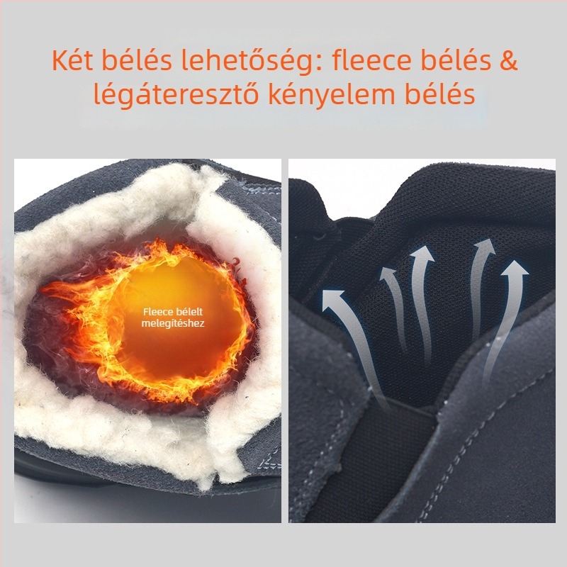 Téli védő bakancs acélorrúval, nubuk felsőrész, középmagas, átlyukasztás elleni és ütés elleni védelem