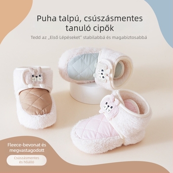 Baba zoknicipő Velcro-zárással, vastag meleg talppal, felső rész vászon, EVA talp