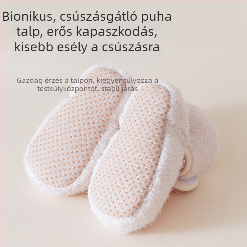 Baba zoknicipő Velcro-zárással, vastag meleg talppal, felső rész vászon, EVA talp