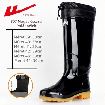 Felnőtt esőcsizmák, PVC felsőrész, magas szár, csúszásmentes, kopásálló talp, belső háló és textil talpbetét