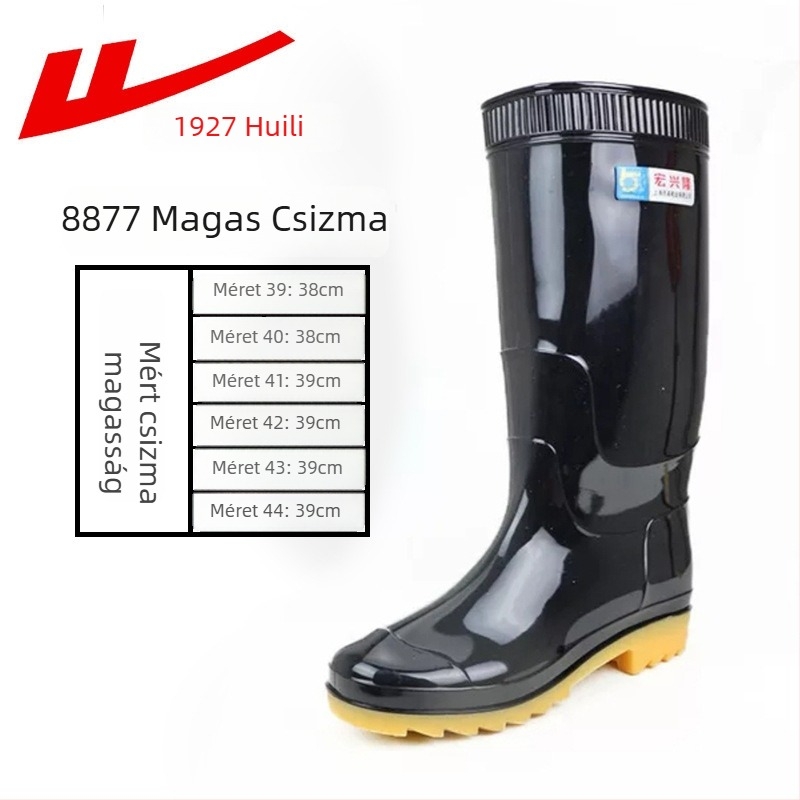 Felnőtt esőcsizmák, PVC felsőrész, magas szár, csúszásmentes, kopásálló talp, belső háló és textil talpbetét