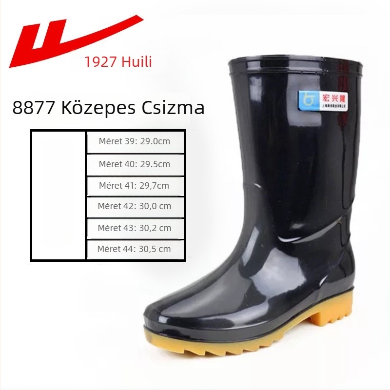Felnőtt esőcsizmák, PVC felsőrész, magas szár, csúszásmentes, kopásálló talp, belső háló és textil talpbetét