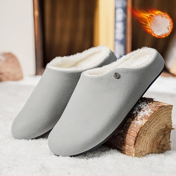 Férfi téli papucs Derby Mule, Slip-On, zárt toe, felsőrész szintetikus bőr, gumírozott talp, injekciós öntött talp, tél 2025