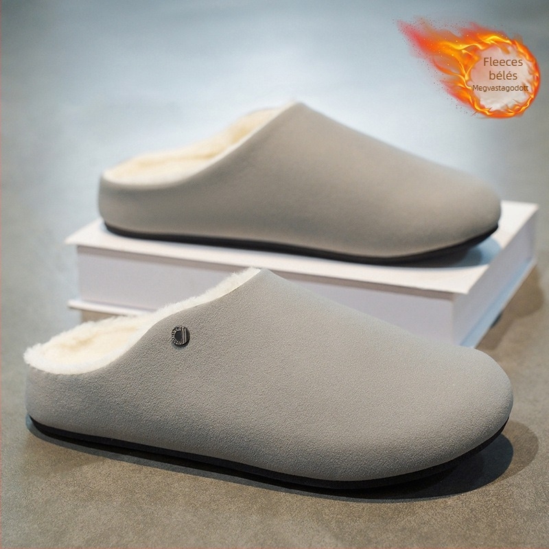 Férfi téli papucs Derby Mule, Slip-On, zárt toe, felsőrész szintetikus bőr, gumírozott talp, injekciós öntött talp, tél 2025
