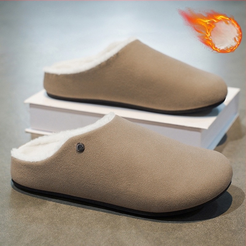Férfi téli papucs Derby Mule, Slip-On, zárt toe, felsőrész szintetikus bőr, gumírozott talp, injekciós öntött talp, tél 2025