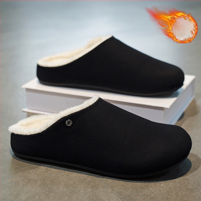 Férfi téli papucs Derby Mule, Slip-On, zárt toe, felsőrész szintetikus bőr, gumírozott talp, injekciós öntött talp, tél 2025