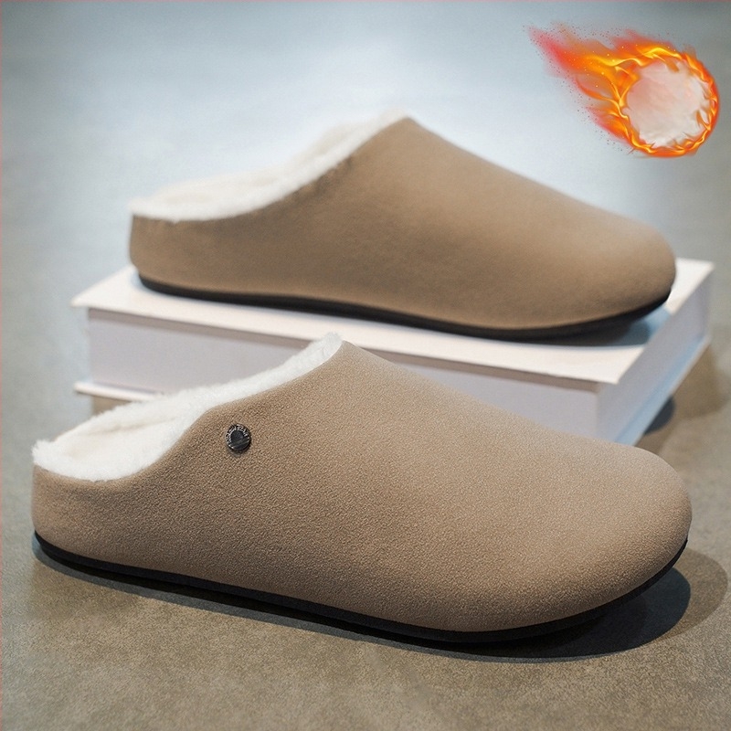 Férfi téli papucs Derby Mule, Slip-On, zárt toe, felsőrész szintetikus bőr, gumírozott talp, injekciós öntött talp, tél 2025